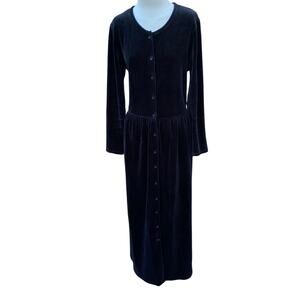 Vintage Eddie Bauer Black Velvet Dress Size Tall Medium Women’s Modest